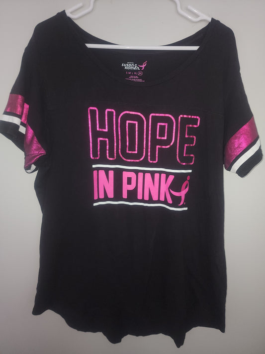 Susan G Komen Womens Jersey Style T Shirt Hope In Pink  Breast Cancer  1X