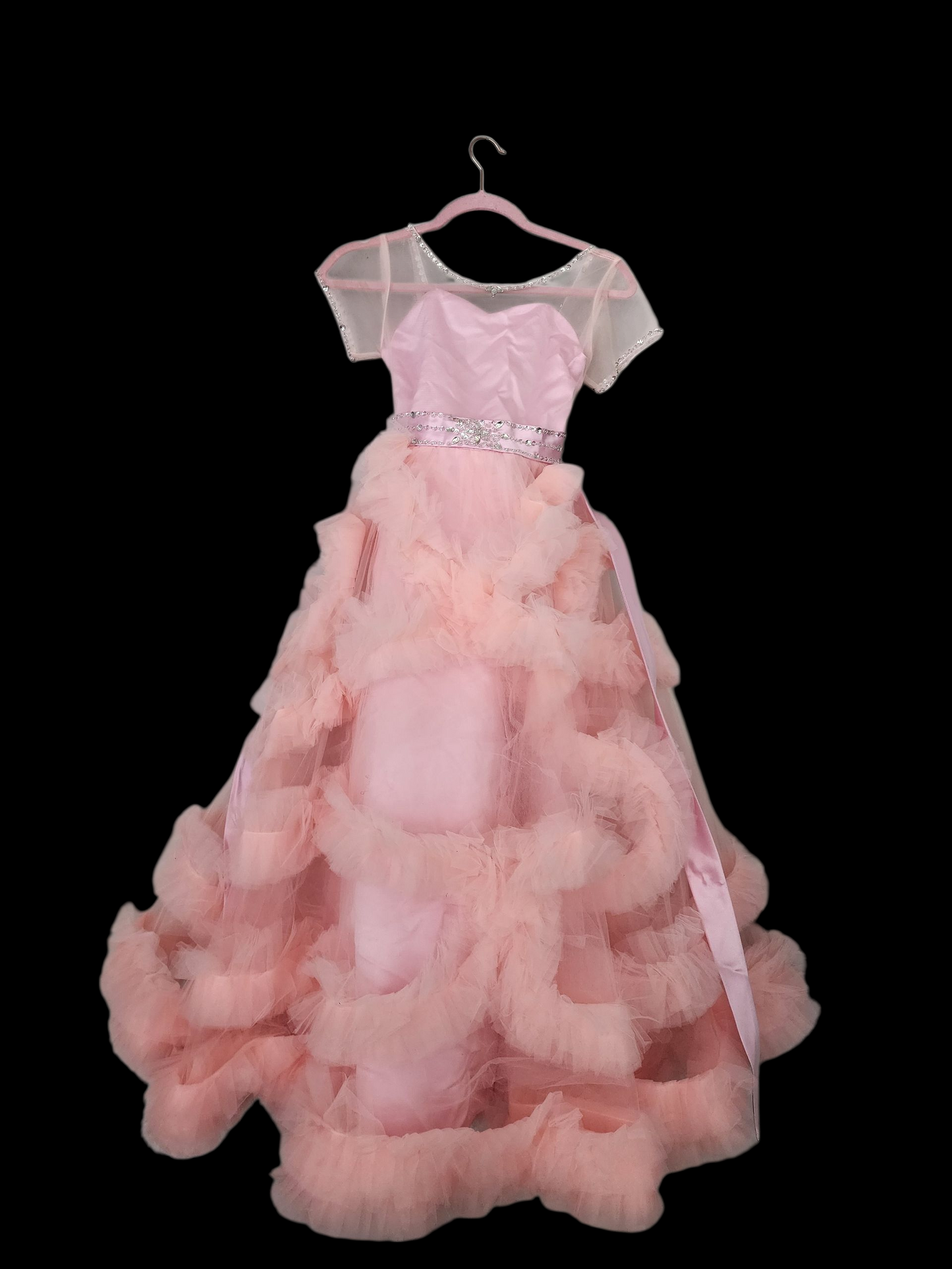 Stunning V-Back Luxury Pageant Tulle Ball Gowns for Girls 12/13