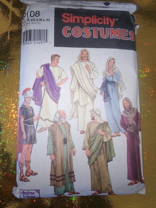 Simplicity 8108 Bible Characters Andrea Schewe Costume PATTERN Uncut XS-S-M-L-XL.  Envelope has some wear.