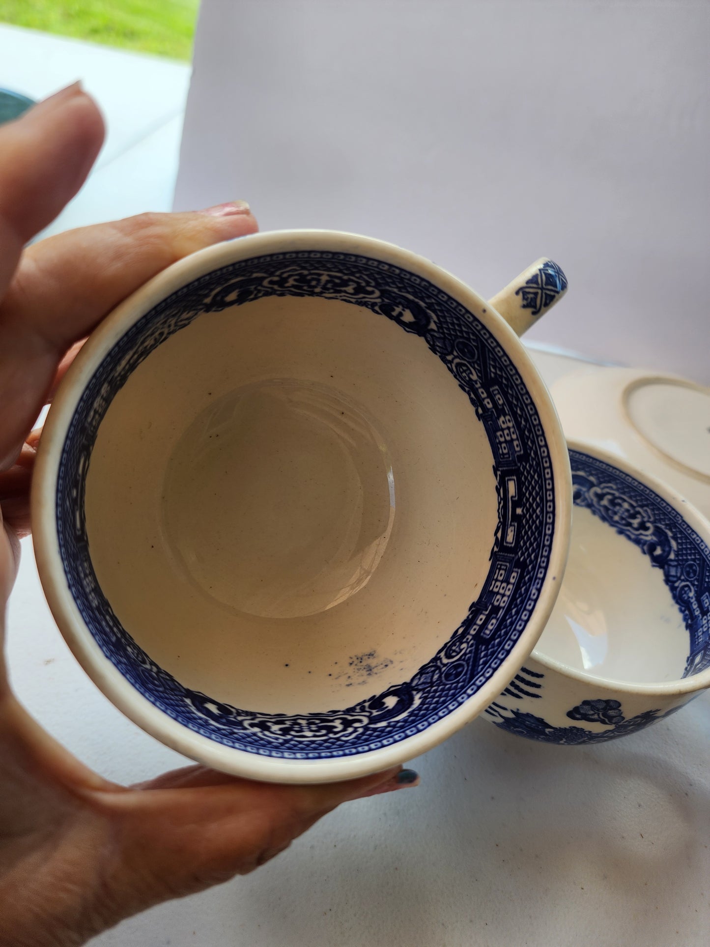 Vintage Blue Willow Teacup & Saucer Set of 8 Blue Transferware Japan