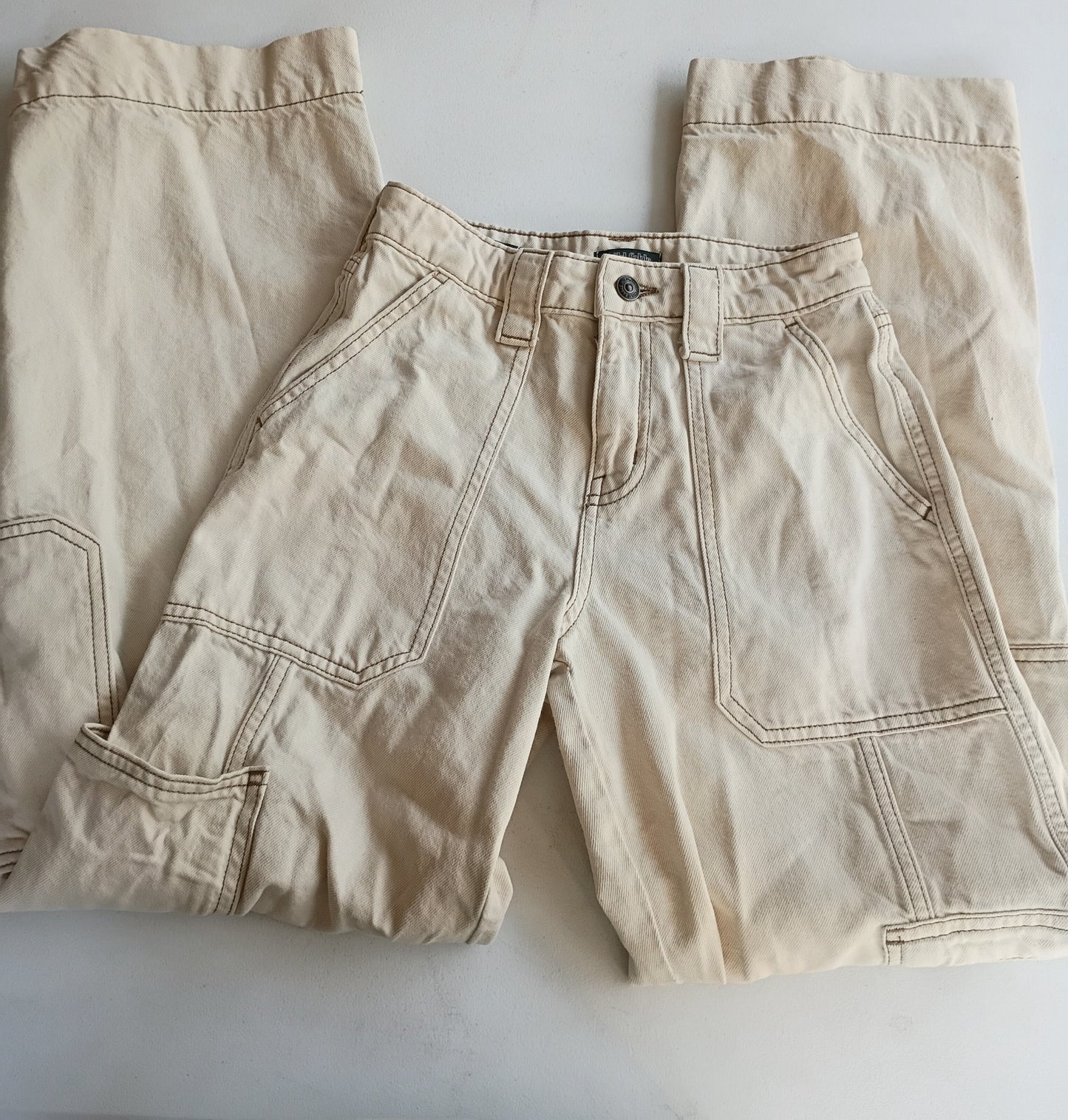 Wild Fable Cream high rise cargo jeans wide legs