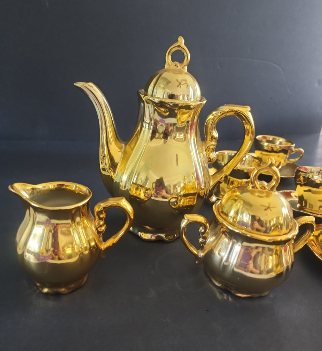 Vintage Gold Plated Coffee Tea Set 15 PC set  Made in Japan