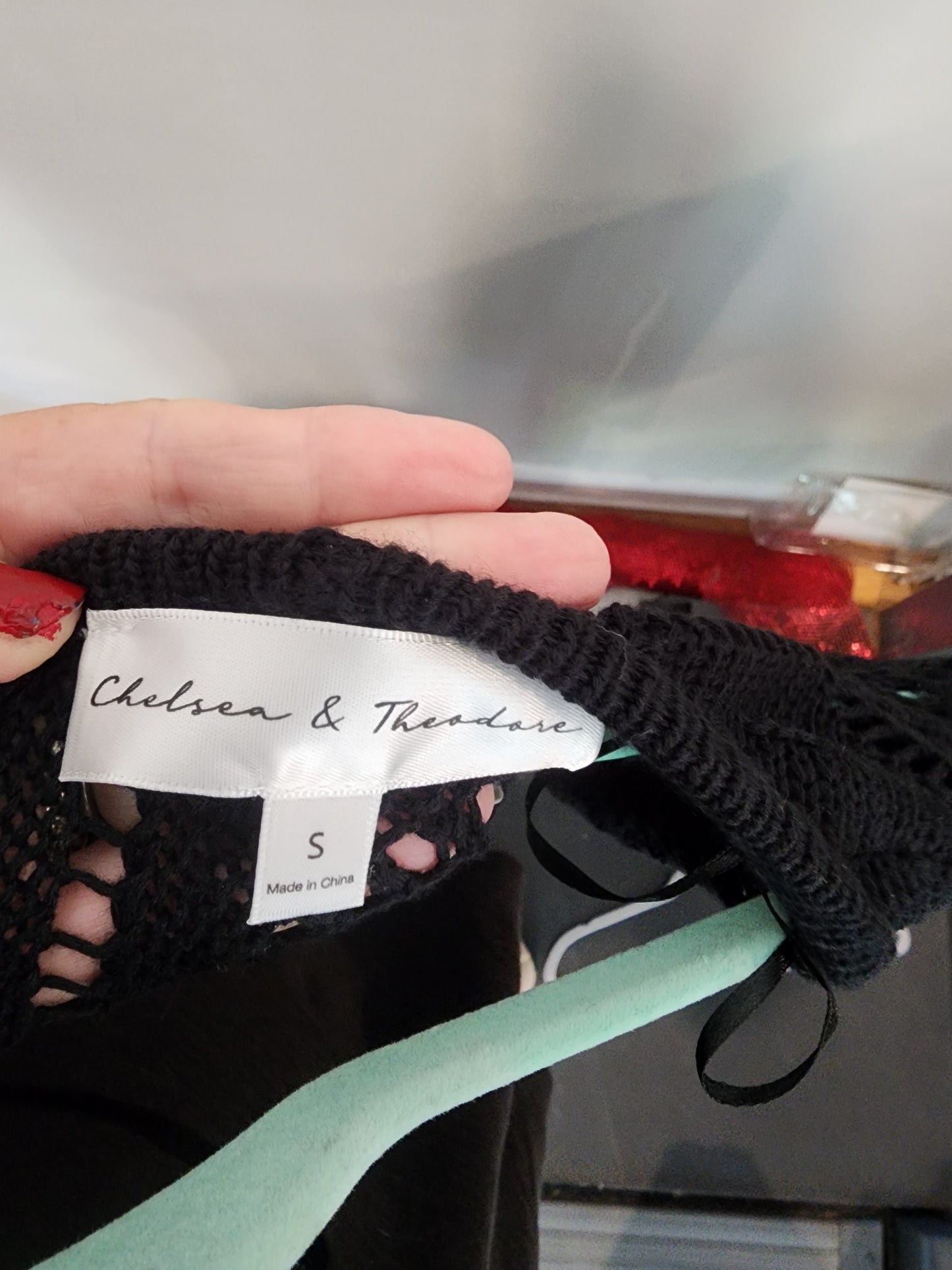 Chelsea & Theodore open front black cardigan Small