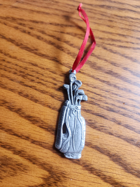 House of Morgan Pewter Golf Bag and Clubs Christmas Ornament