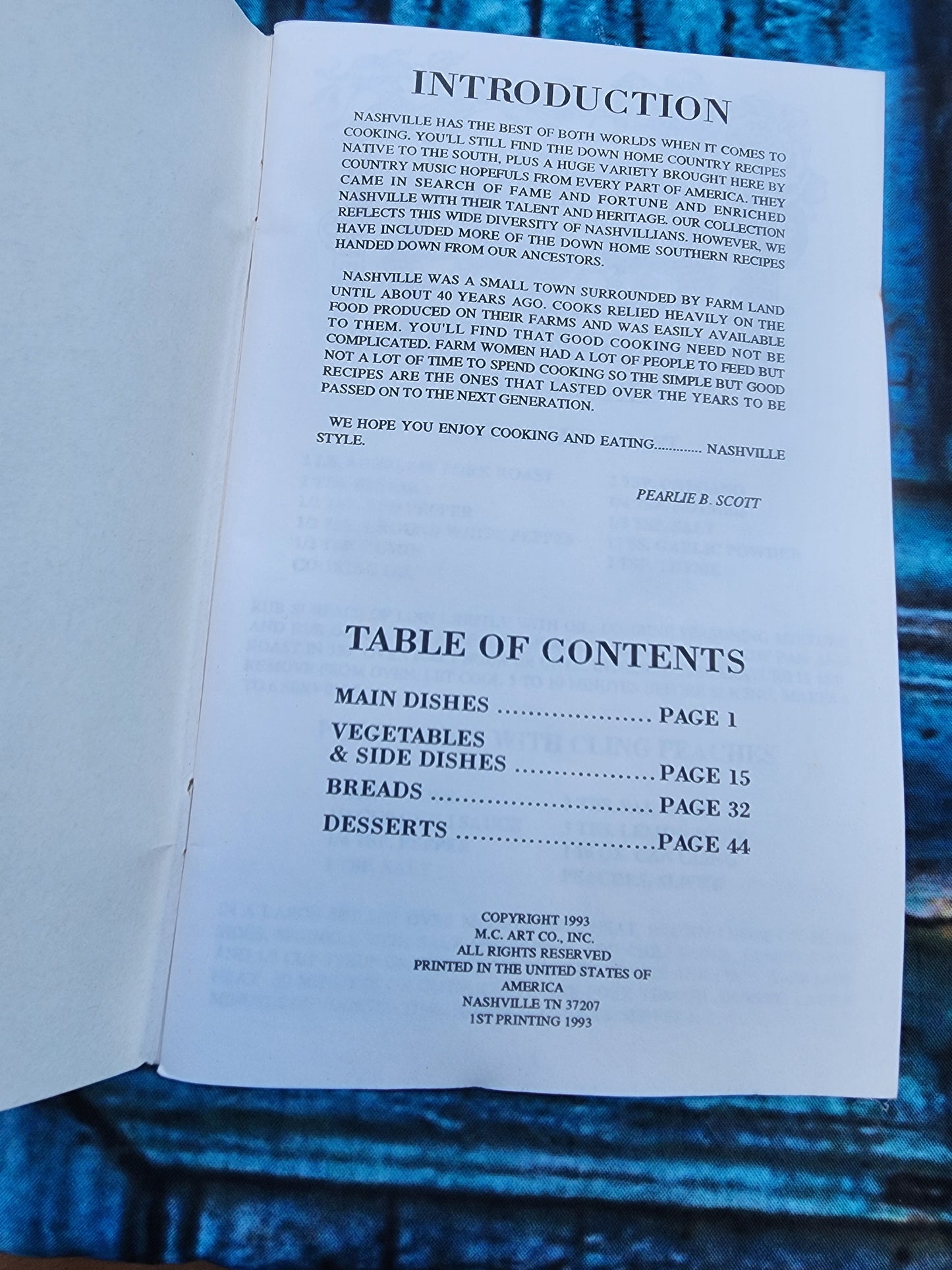 The Nashville Cookbook Pearlie B. Scott Paperback 1993  paperback flavors of the South