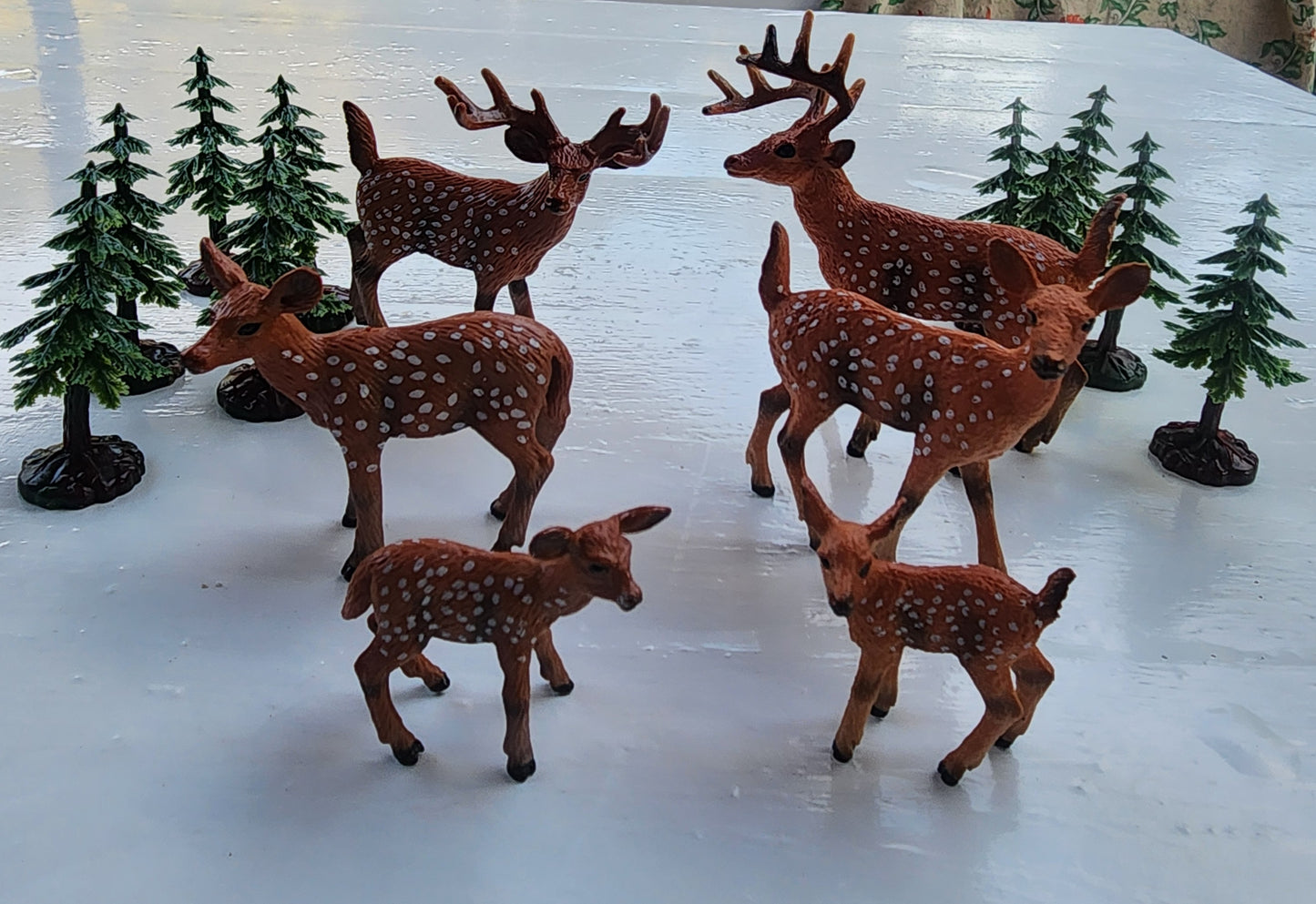 Woodland Deer Cake Topper, Early Educational Waterproof White-Deer Figurine,