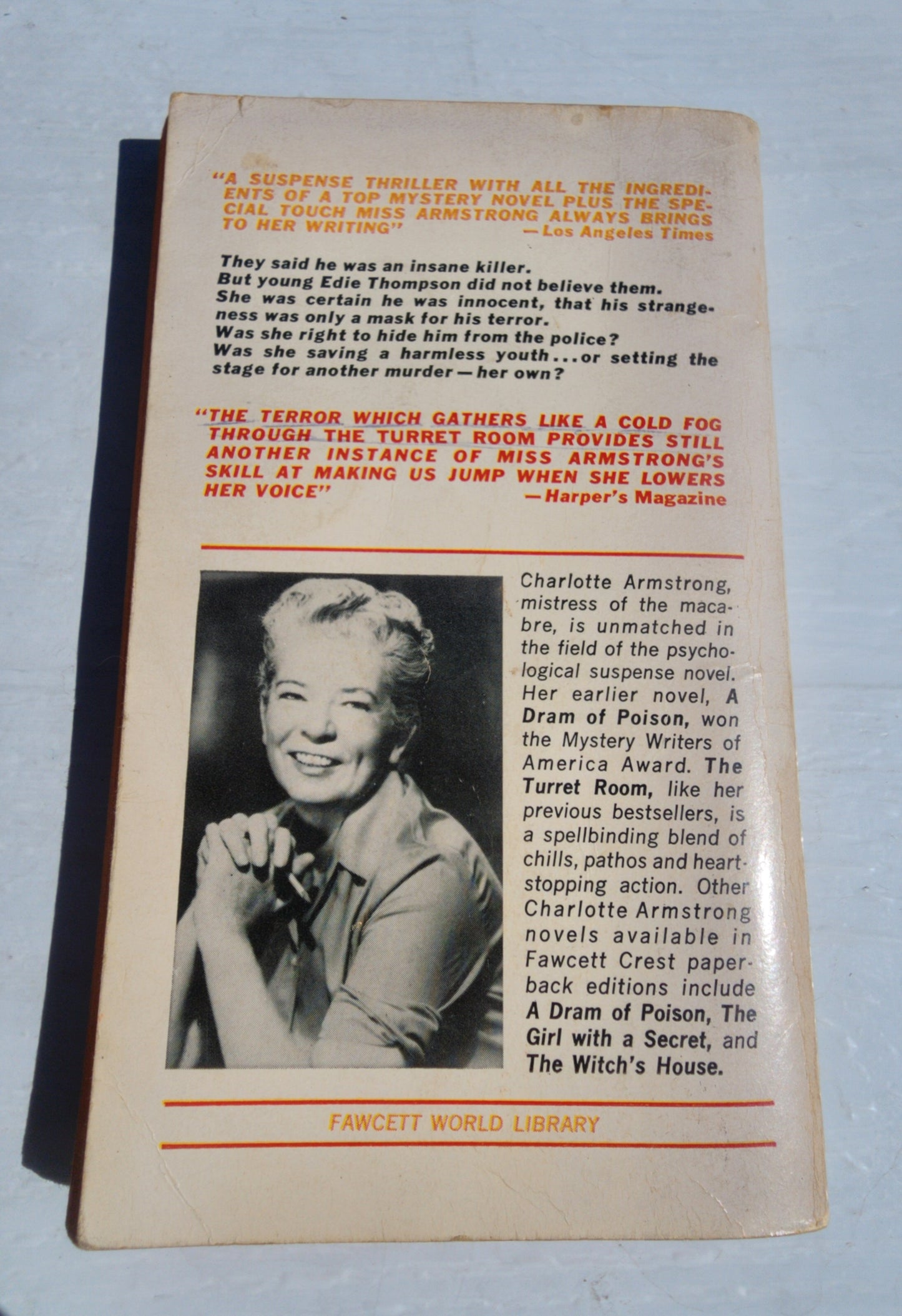 THE TURRET ROOM by Charlotte Armstrong (1967) Fawcett pb book Murder mystery