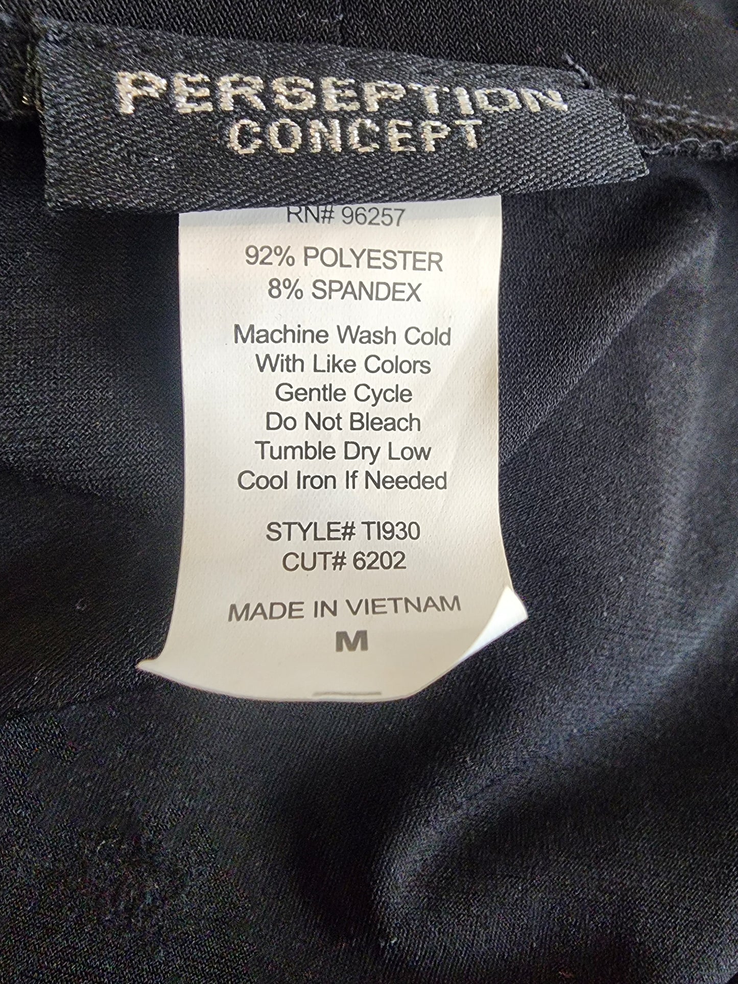 Perseption Concept Women's Black teal Gray and tan Blouse M.