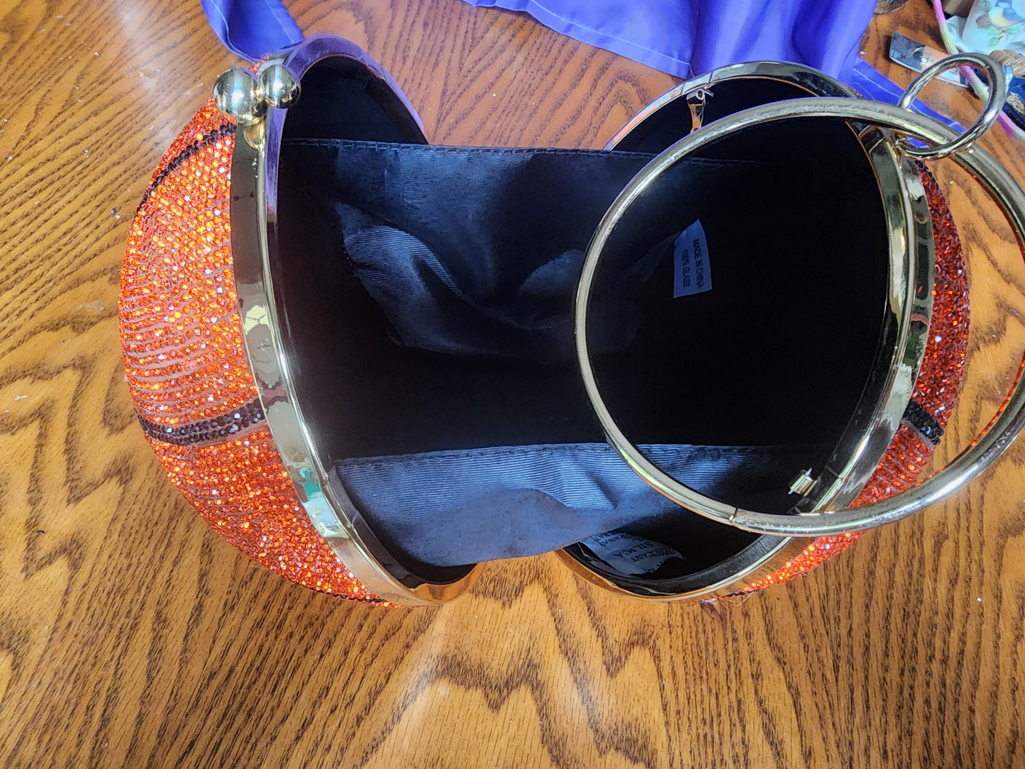 Women's Bling Basketball Purse with Glass Rhinestone Accents Crystal Bag Purse