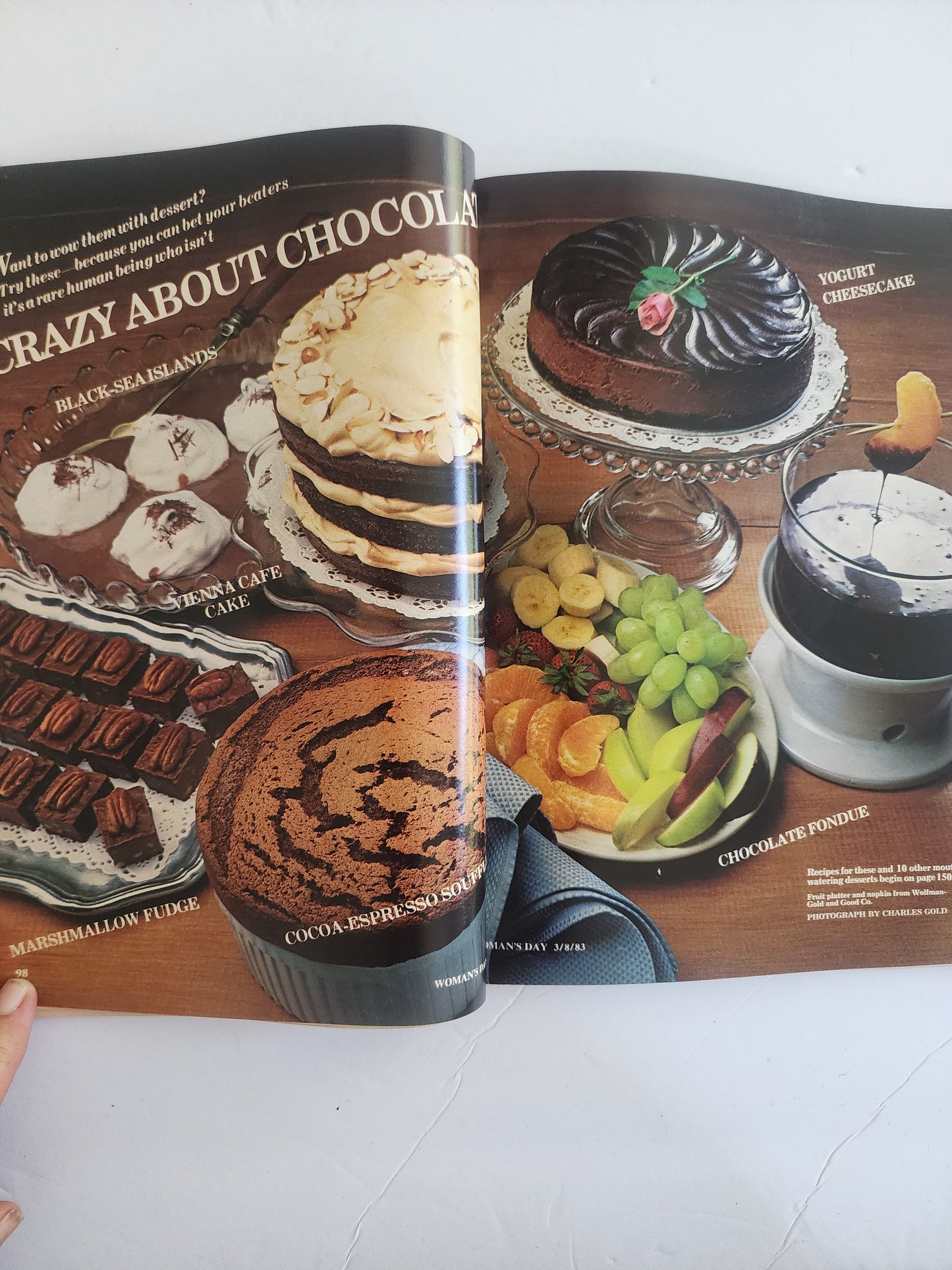 Woman's Day  March 8, 1983 - Diet, Cooking, chocolate recipes retro fashion
