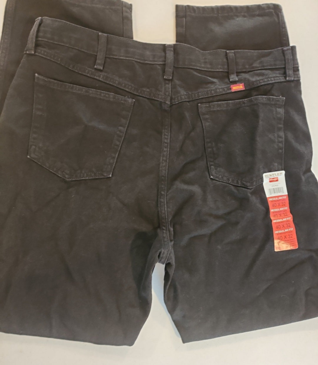 Men's Rustler Wrangler Black Jeans 40"× 32" straight leg regular fit