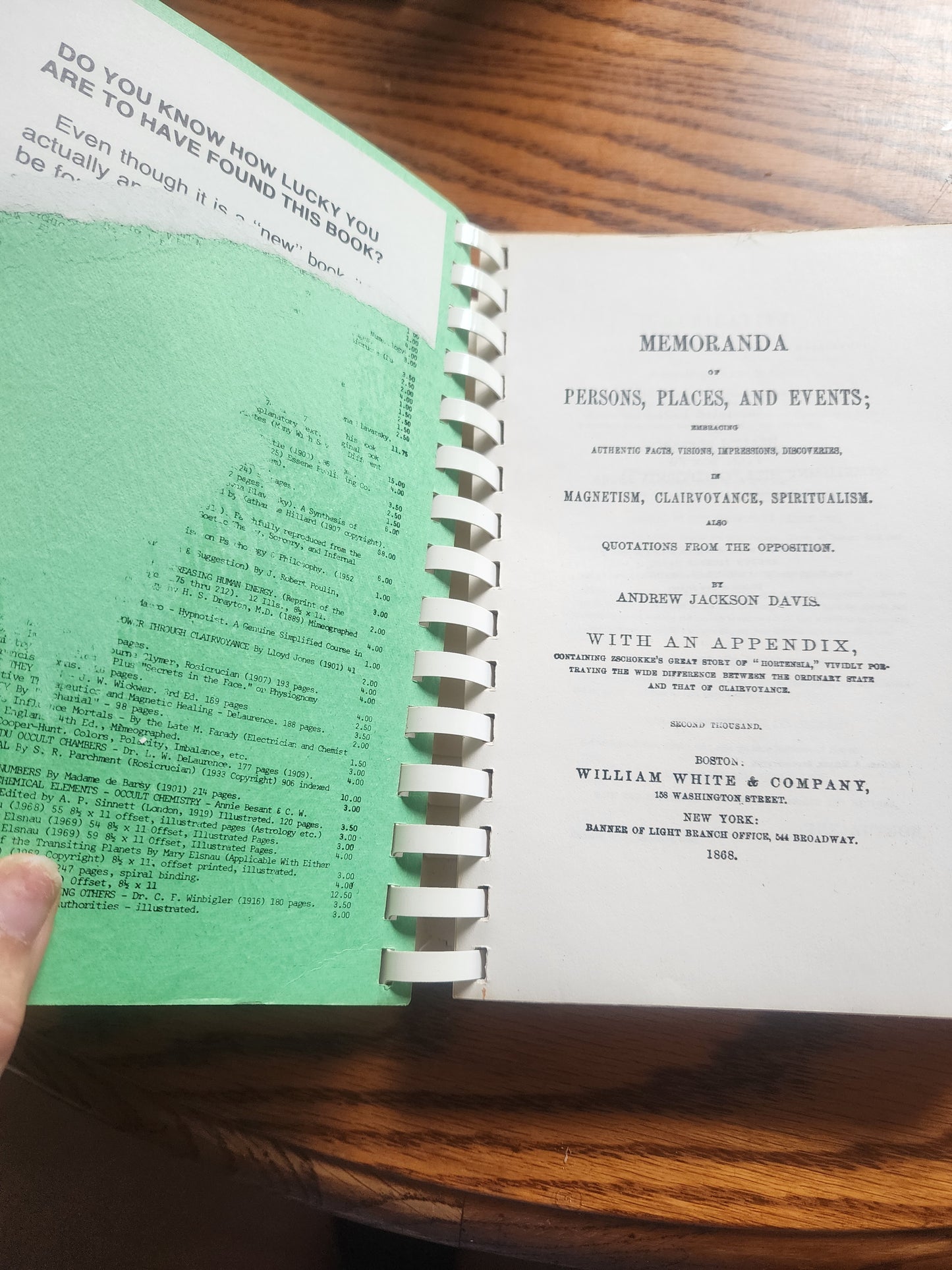 Vintage 1971 Andrew Jackson Davis Memoranda Occult Spiritualism Health Research