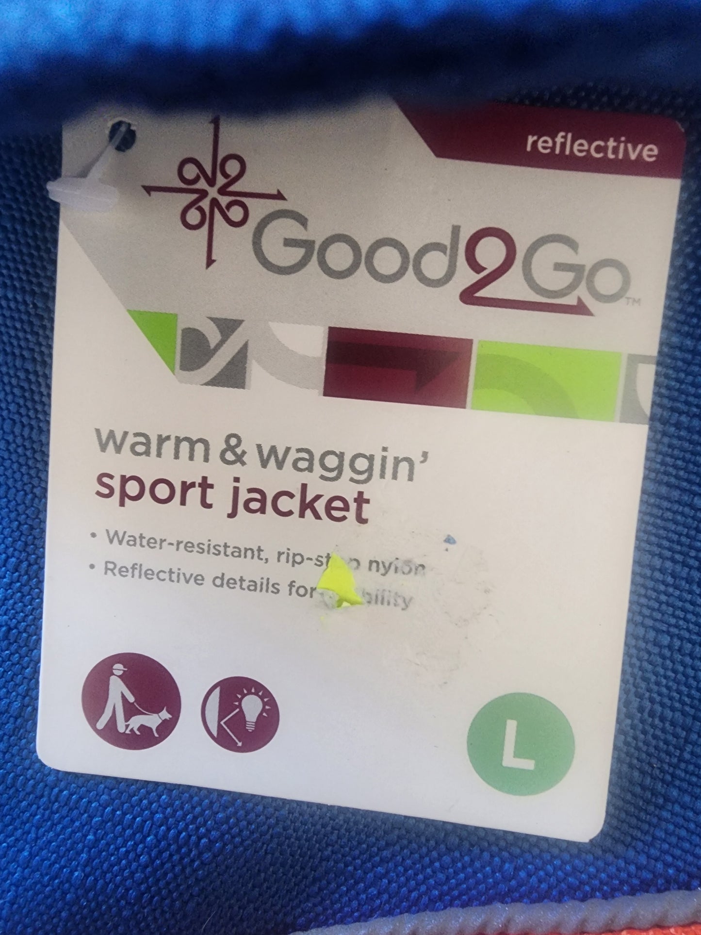 Pet dog sport coat blue Orange jacket doggy large waterproof & Reflective.