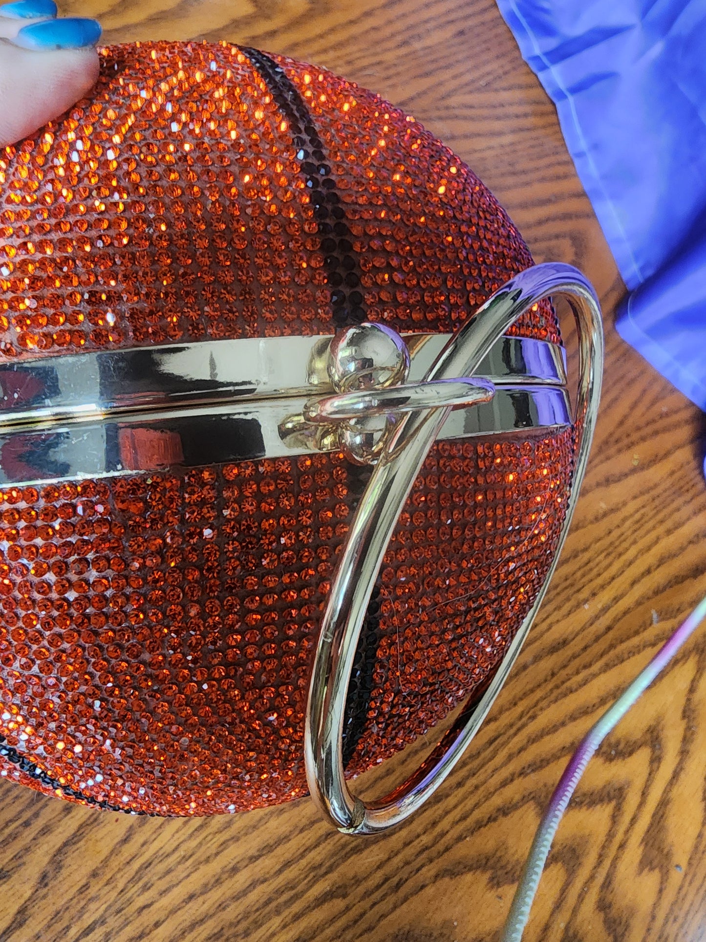 Women's Bling Basketball Purse with Glass Rhinestone Accents Crystal Bag Purse