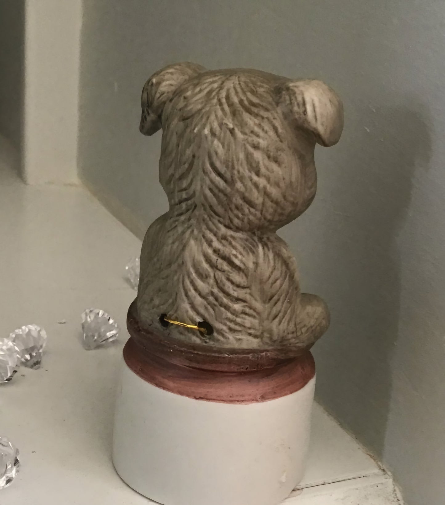 Vintage Retro Whimsy Ceramic Dog in a sugar bowl bell