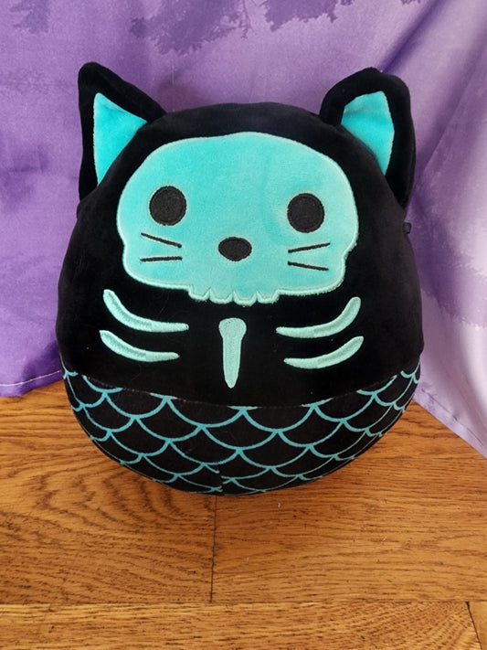 Sheikla 8" Squishmallow Black Teal Skeleton Mermaid Cat Halloween Plush Toy
