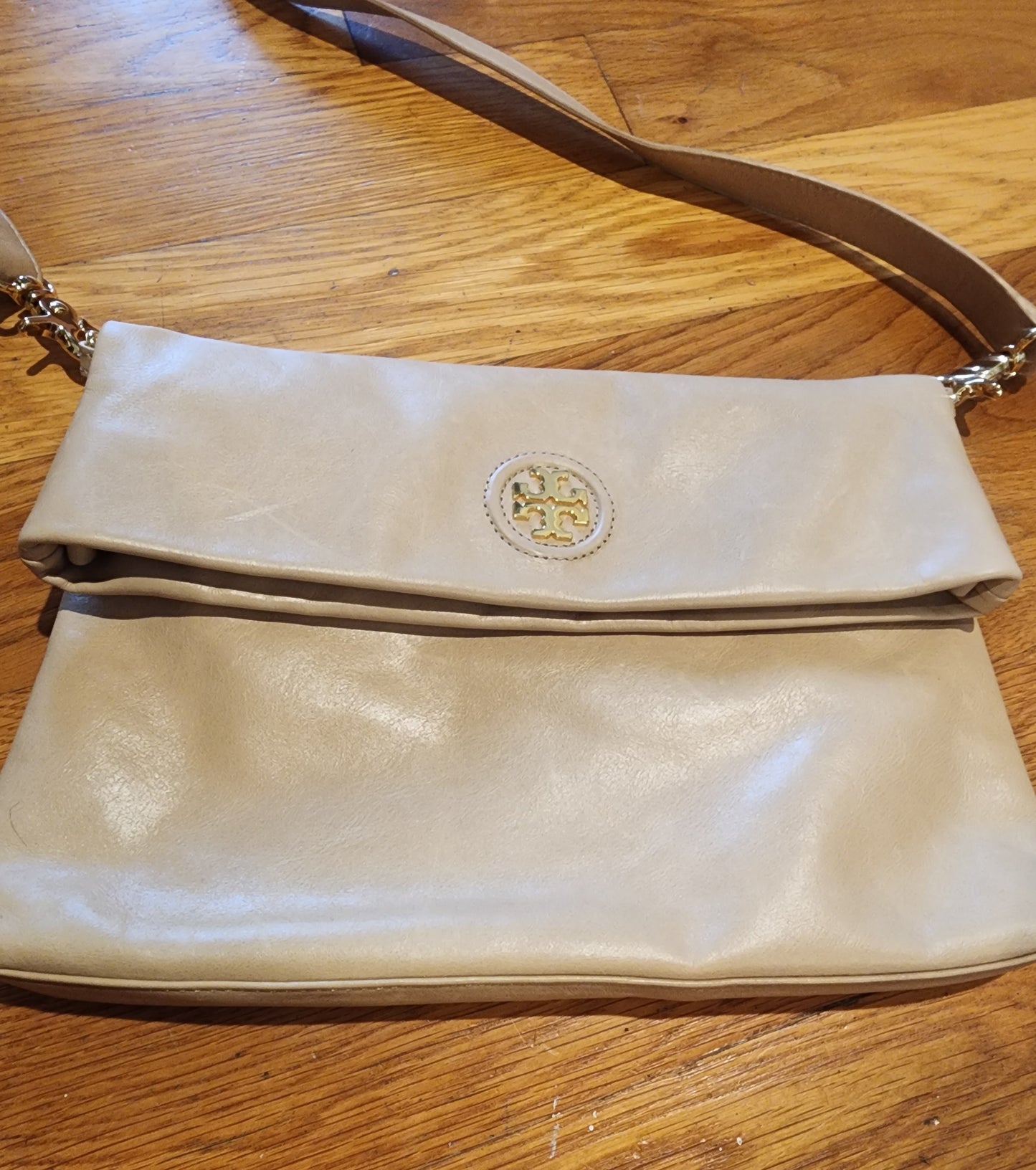 Tory Burch Fold Over Leather Crossbody Bag -