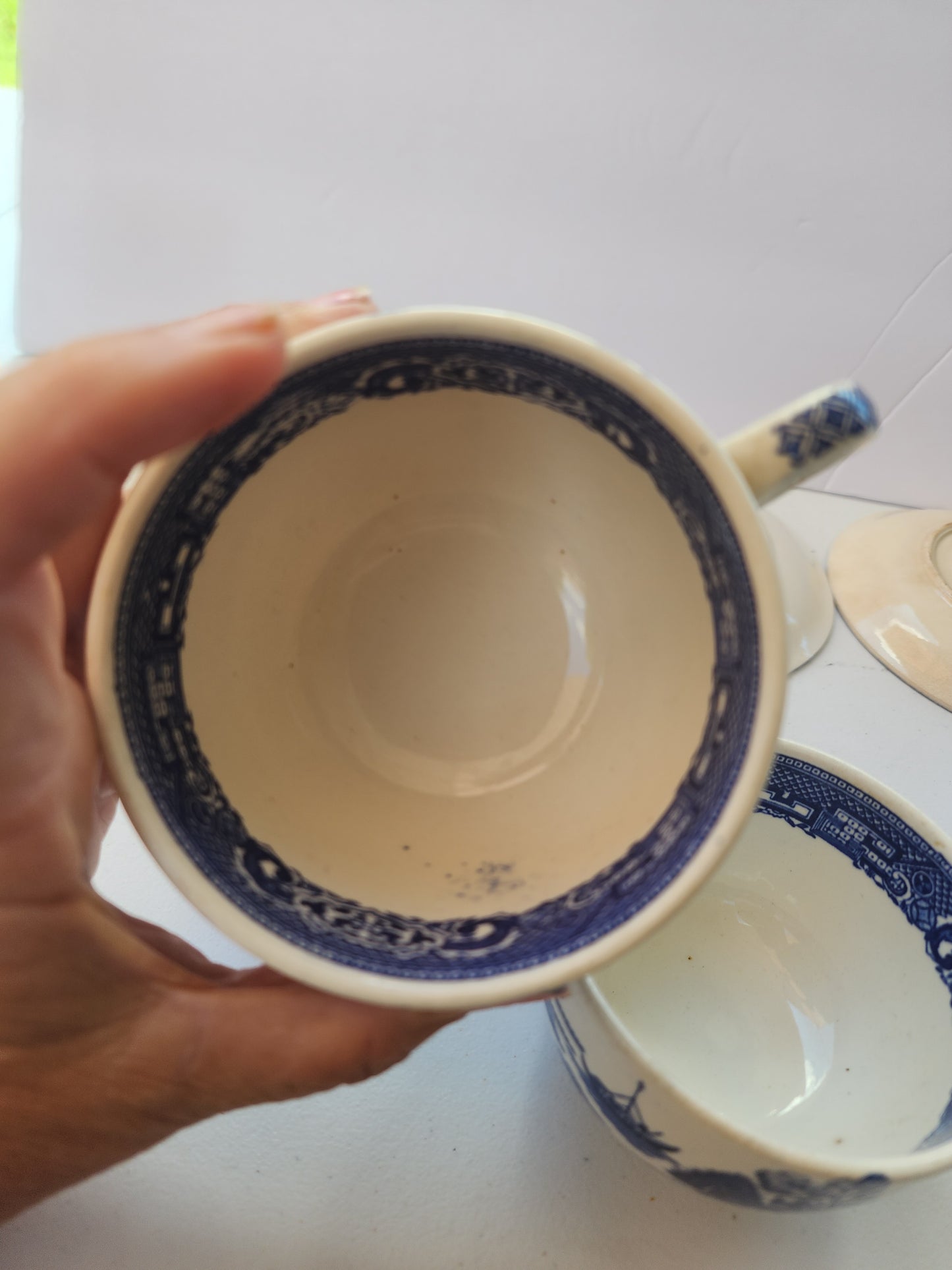 Vintage Blue Willow Teacup & Saucer Set of 8 Blue Transferware Japan