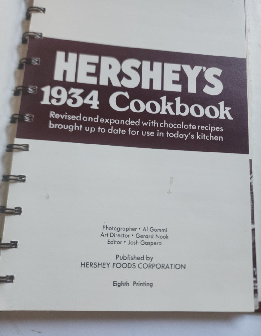 Hershey's 1934 Cookbook Revised and expanded  Chocolate Recipes