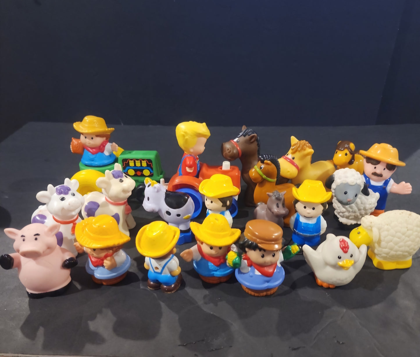 Mixed Lot of 23 Little People / Tikes PVC Pretend Play Farm Style Toys tractors . I