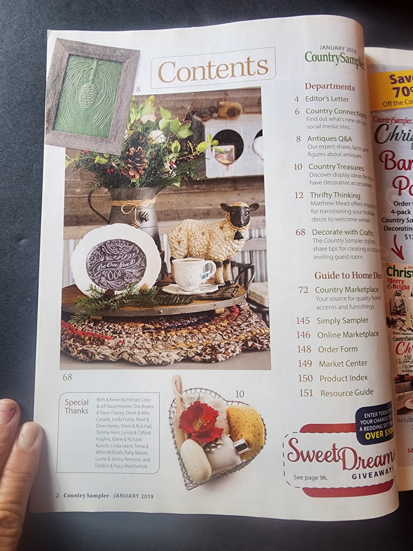 Country Sampler Jan 2019 Restful Retreats Create a Guest Suite, top 10 Collectibles