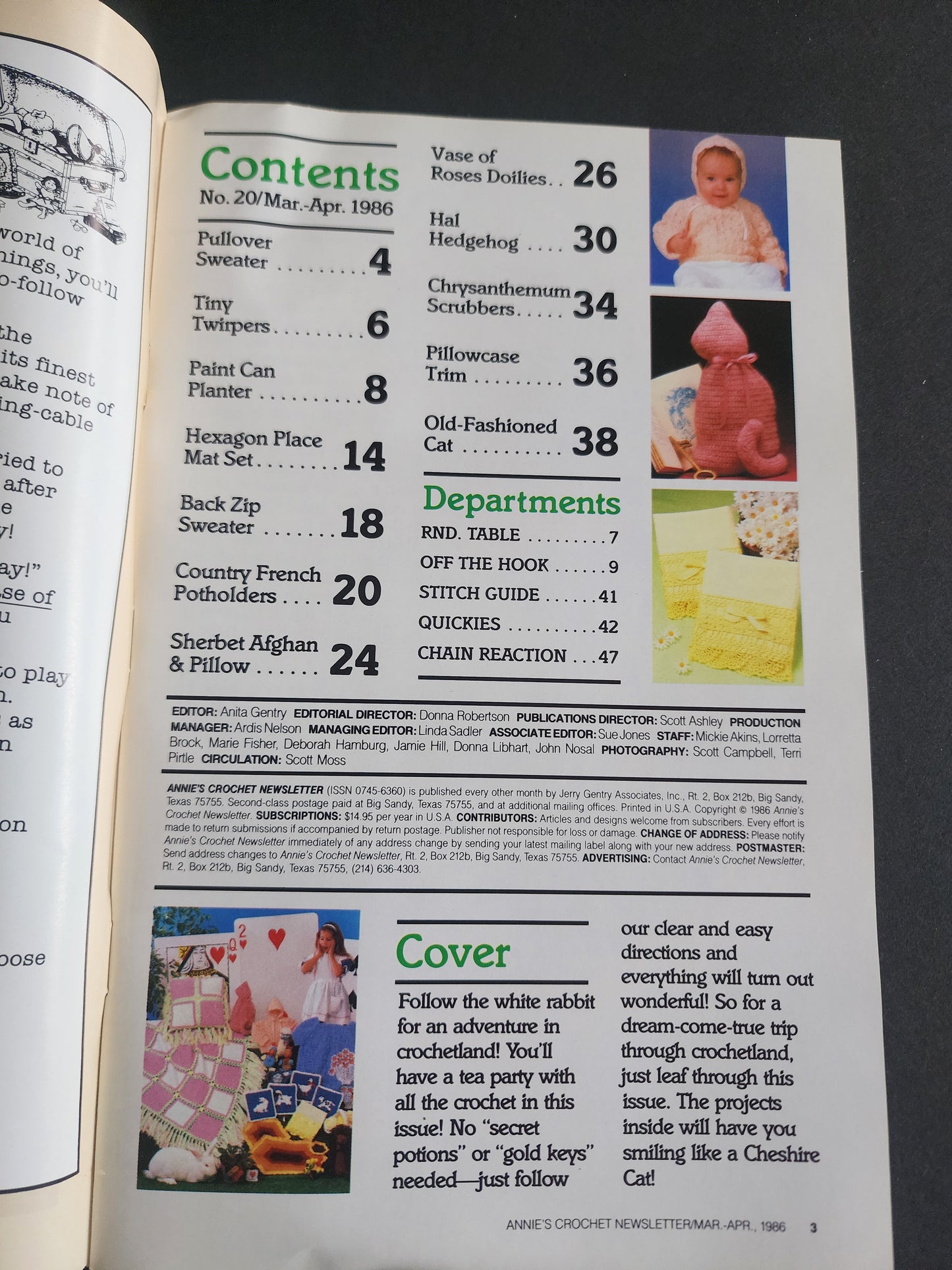 Annie's CROCHET Newsletter #20 1986 Alice in crochet land & #30 1987 Fun to Make Patterns.