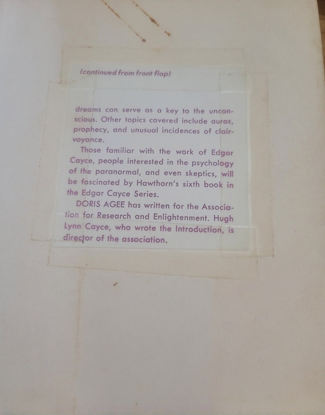 Dreams your magic mirror interpertations of Edgar Cayce by Elsie Sechrist  book