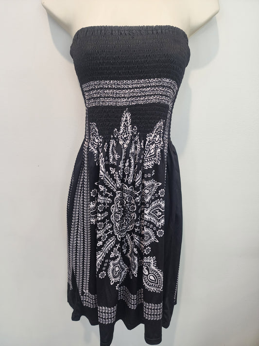 Strapless Dresses for Women Floral Print Bohemian Beach Sun Dress Cover-up Dress Large