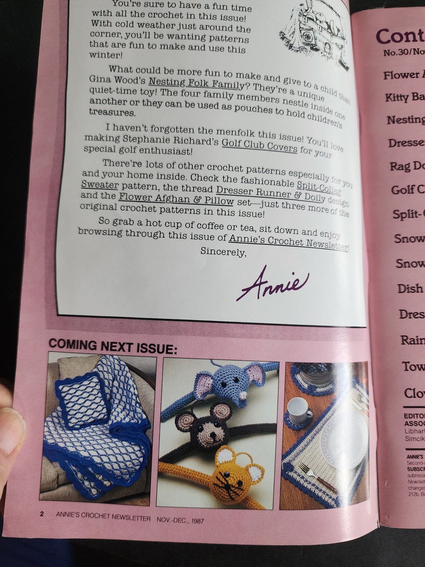 Annie's CROCHET Newsletter #20 1986 Alice in crochet land & #30 1987 Fun to Make Patterns.