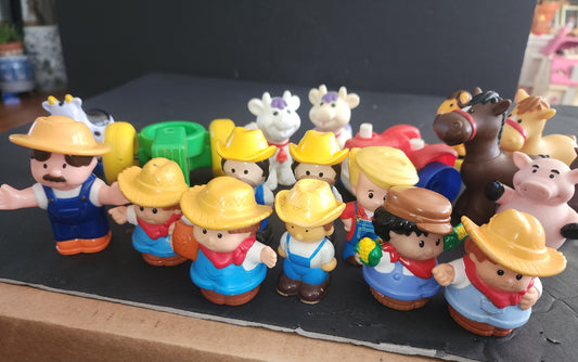 Mixed Lot of 23 Little People / Tikes PVC Pretend Play Farm Style Toys tractors . I