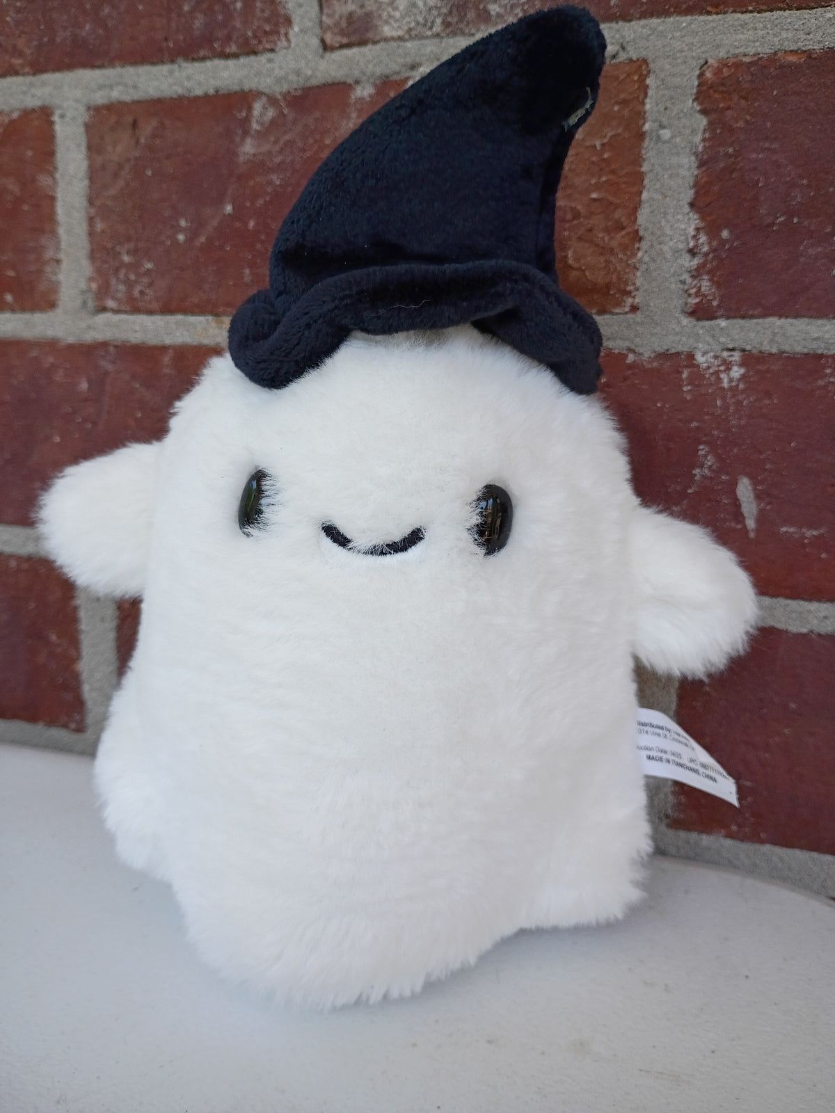 Cute Ghost Plush with Black Witch Hat 9.5” Halloween Stuffed Animal Decor