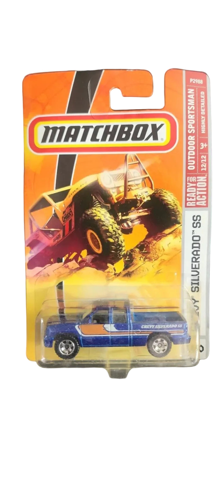 Matchbox Outdoor Sportsman 12/12 (2008) Blue Chevy Silverado SS Toy Truck #100