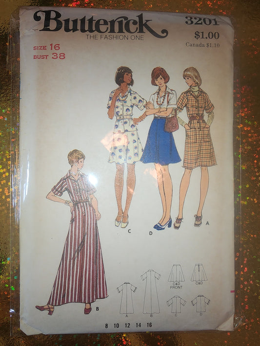 Vintage Butterick 3201 uncut Pattern size 16 bust 38