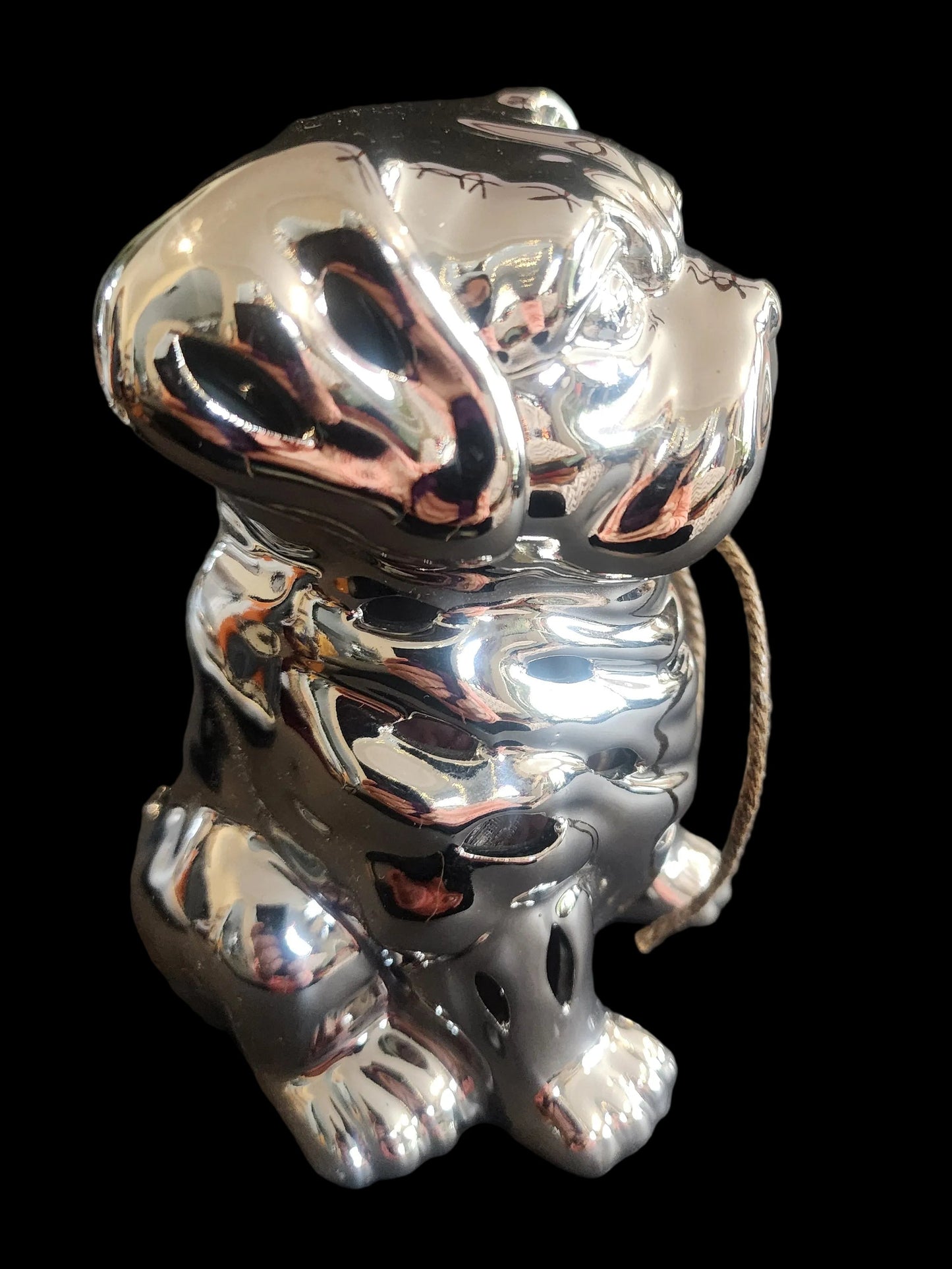 Vintage-Style Silver Chrome Ceramic Dog Bulldog Figurine Potpourri & Scent Diffuser