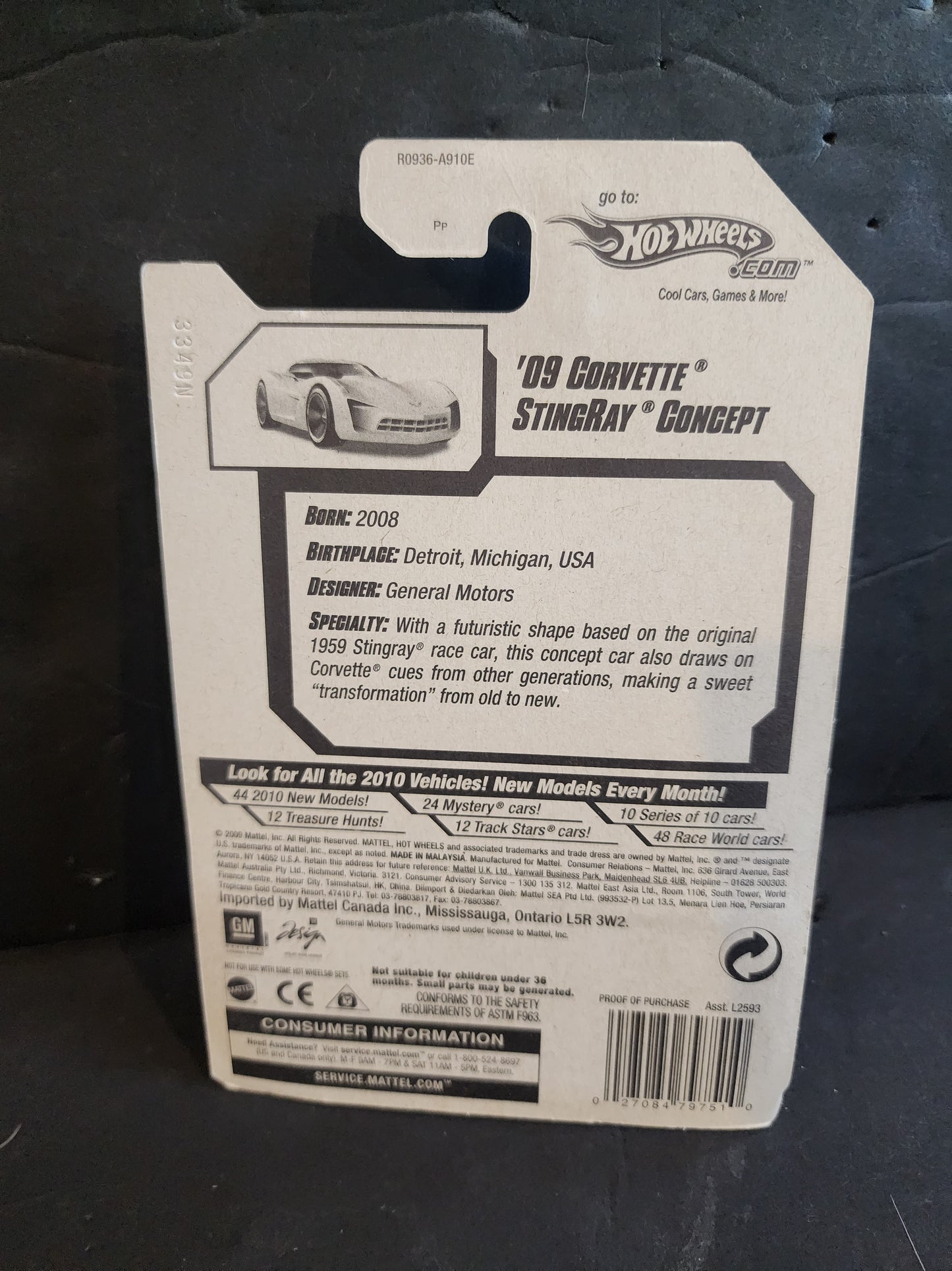 2010 1:64 Hot Wheels New Models 19/44 '09 Corvette Stingray Concept Yellow