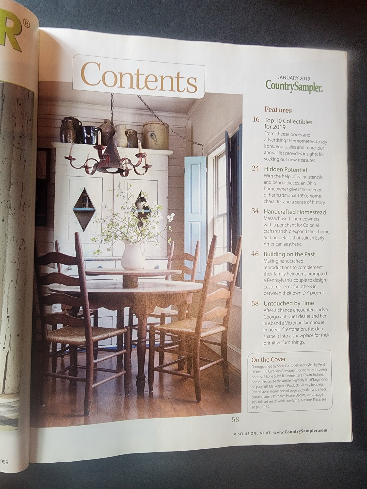 Country Sampler Jan 2019 Restful Retreats Create a Guest Suite, top 10 Collectibles