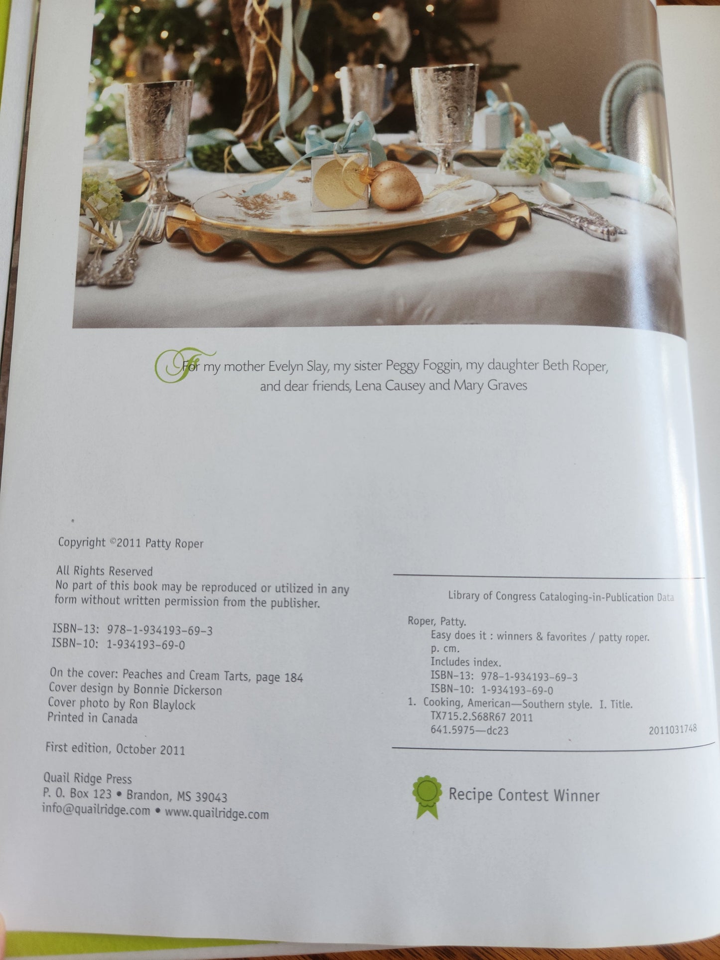 Easy Does It: Winners & Favorites Harcover Cookbook
By Patty Roper