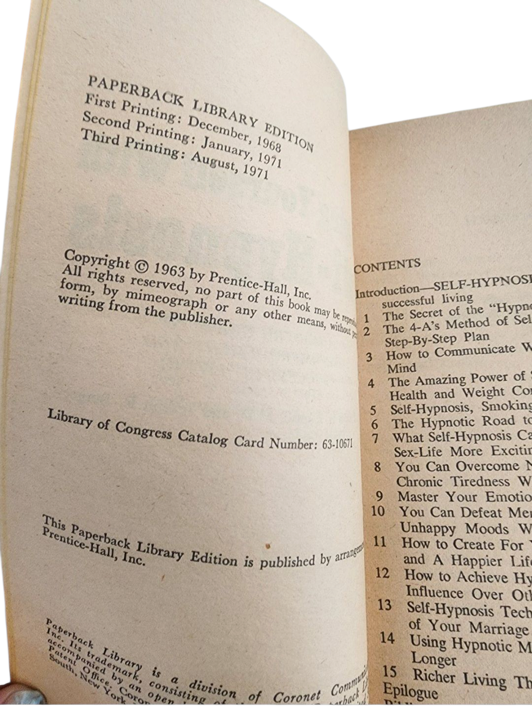 Helping Yourself with Self-Hypnosis pb book by Frank s. Caprio 1971