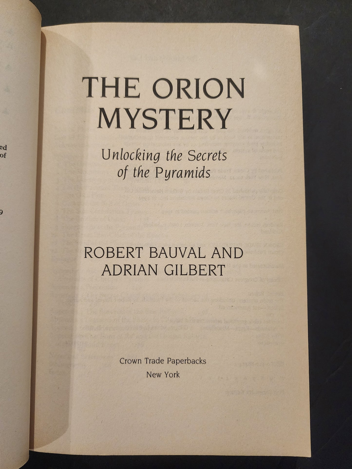 The Orion Mystery: Unlocking the Secrets of the Pyramids - Paperback - GOOD 1994