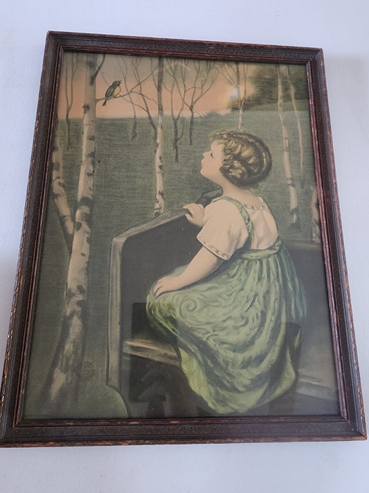 Vintage Art Print 1920s Lithograph SPRING SONG  Simon Glucklich Original Frame