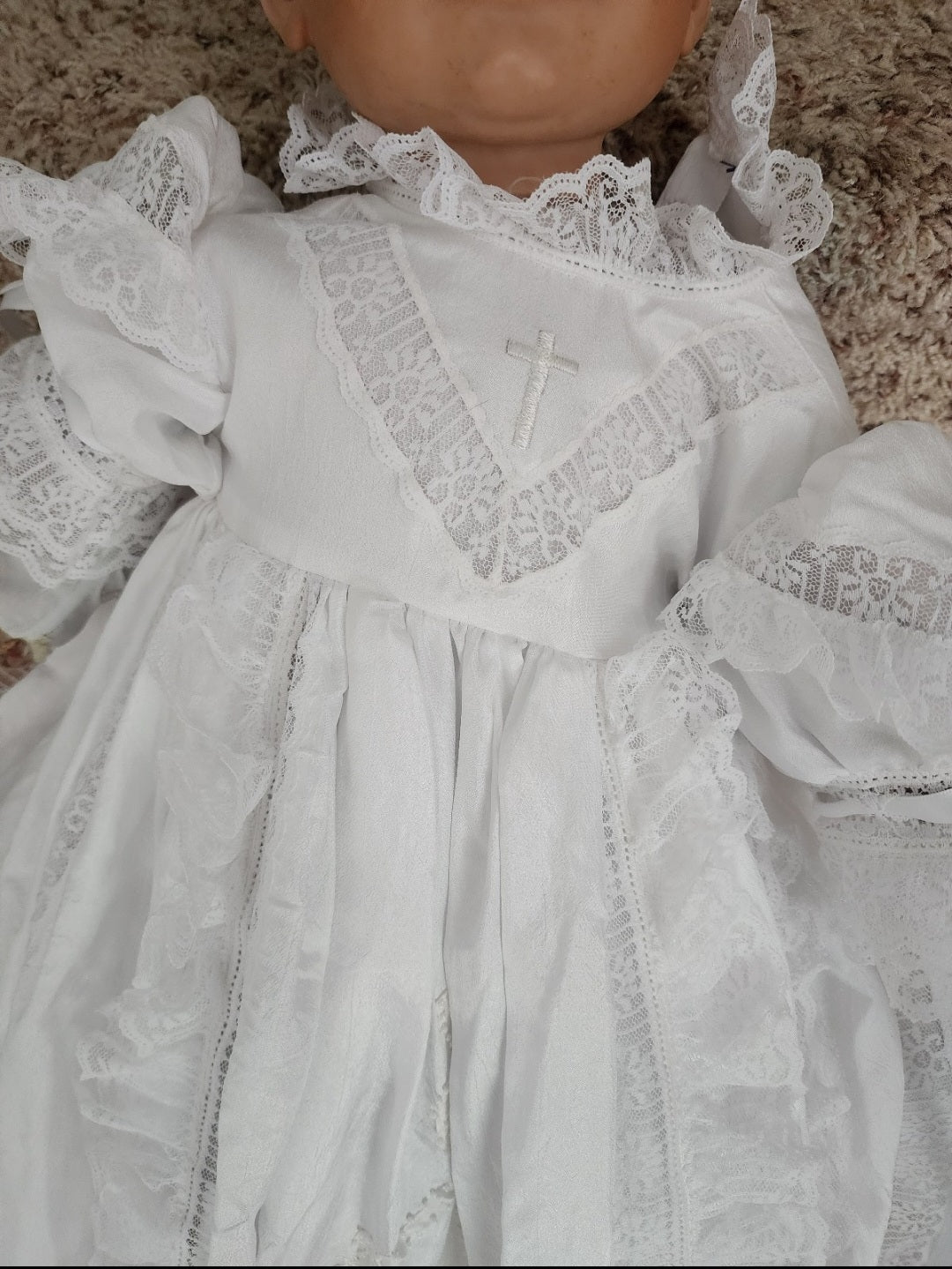 Vintage Heirloom Baby Christening Gown - Intricate Lace & Embroidery (3–6 Months)
