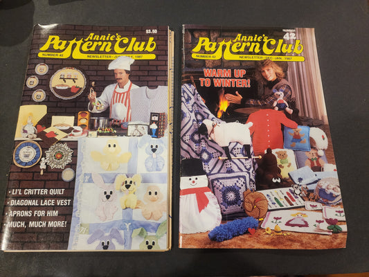ANNIE'S PATTERN CLUB NEWSLETTER # 42 WINTER PROJECTS & #45 1987 crochet quilt