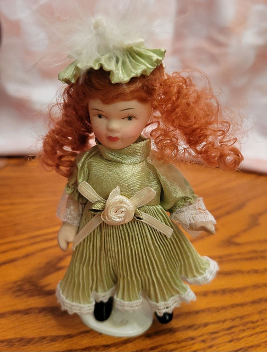 Miniature Victorian  Porcelain Doll  Red hair doll 5"