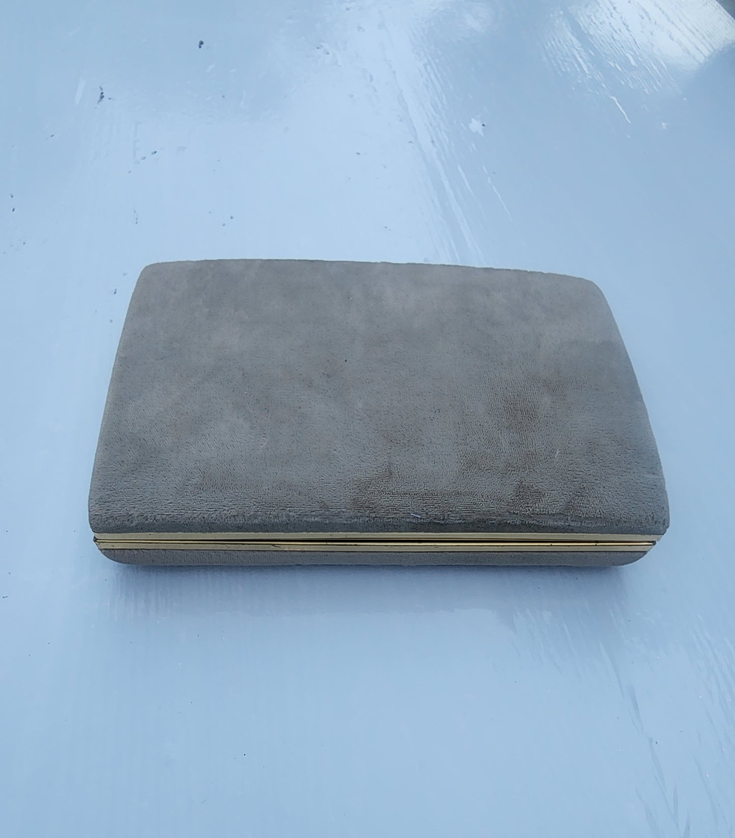 Vintage Mele Style Gray Velvet Jewelry Box - Rings, Earrings, Necklace Storage