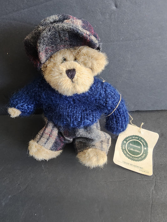 Boyds Bears & Friends Chase Bearimore 6" Blue Sweater & Grey Plaid Pants & hat