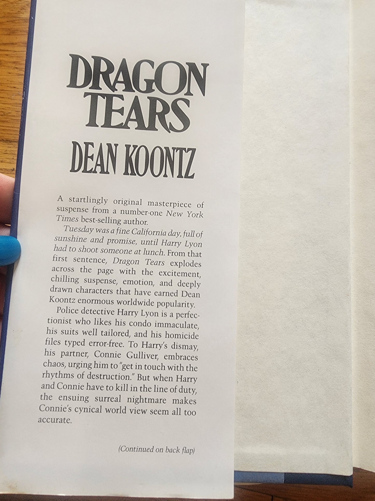 DRAGON TEARS by Dean Koontz  1993 Putnam FIRST EDITION hardcover HCDJ HORROR