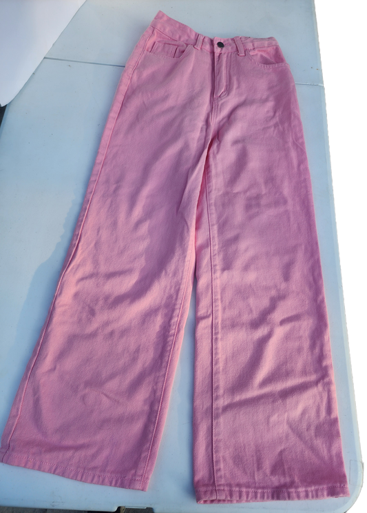 Pink Denim Jeans XS Size 2 Inseam 28 bootcut Flare