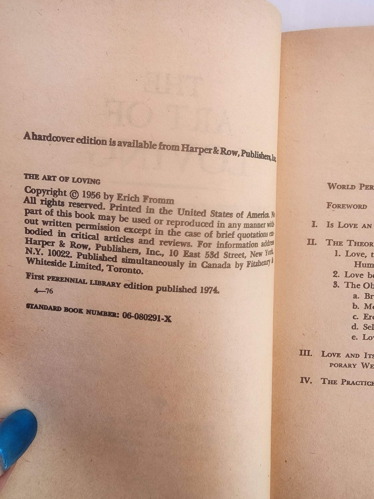 The Art of Loving Book Fromm Psychoanalysis Relationships Trade Paperback 1974