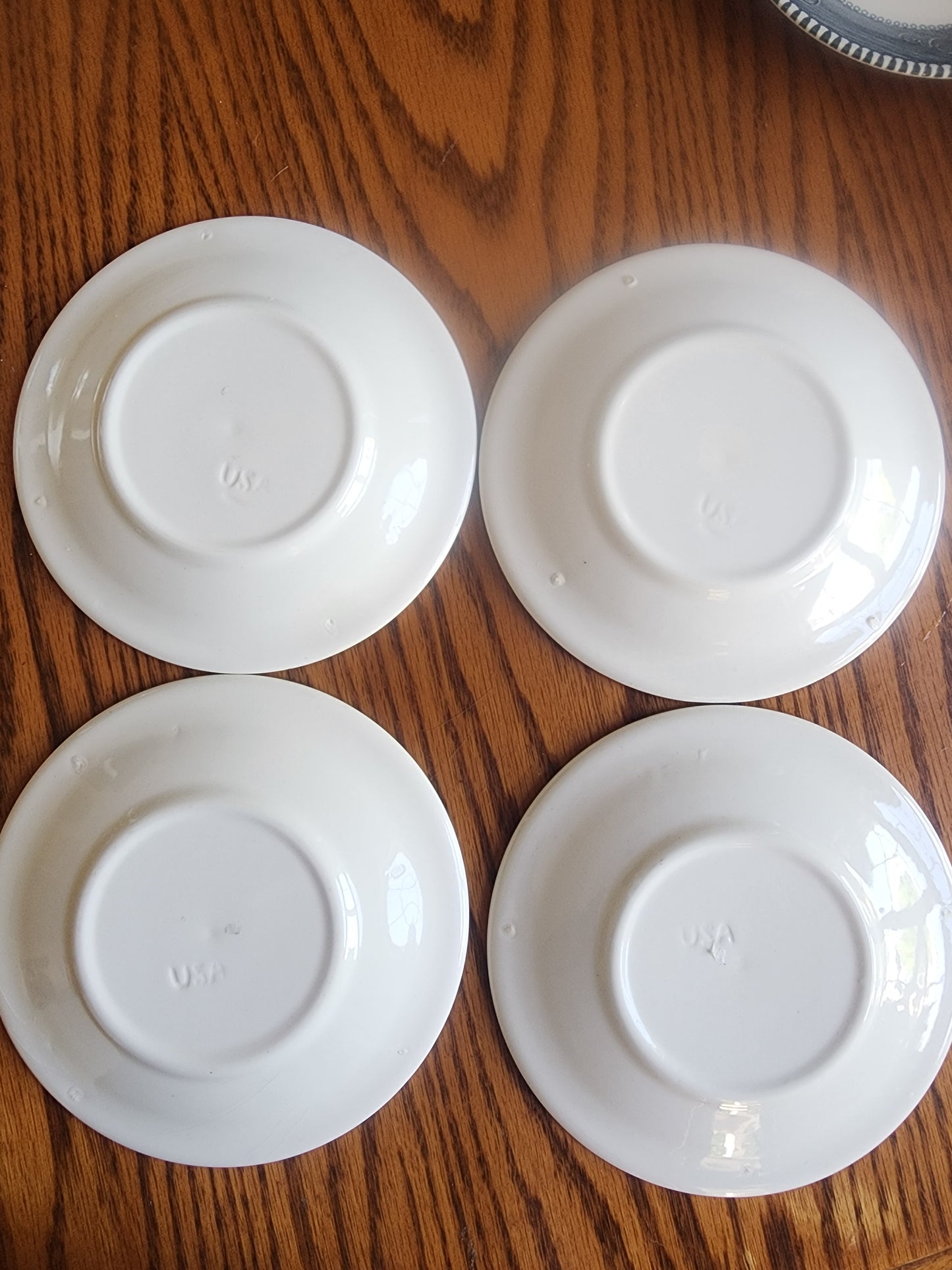 Set of 4 Vintage Currier & Ives Blue and White Saucers
