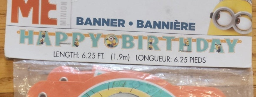 Despicable Me Minion Made Happy Birthday Banner Length 6.25 Ft